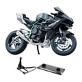 thumbnail image 1 of Modelo de motocicleta a escala 1/10 juguete de motocicleta, colección, adorno de aleación robusto realista con sonido y luz para niños regalos para Gris con soporte, 1 of 8