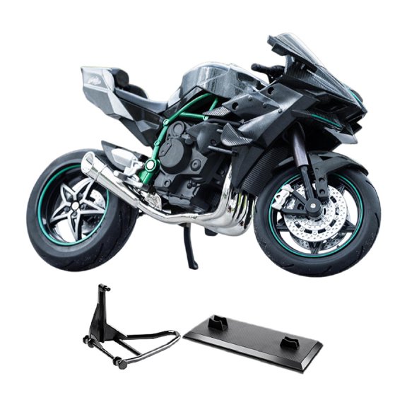 Modelo de motocicleta a escala 1/10 juguete de motocicleta, colección, adorno de aleación robusto realista con sonido y luz para niños regalos para Gris con soporte