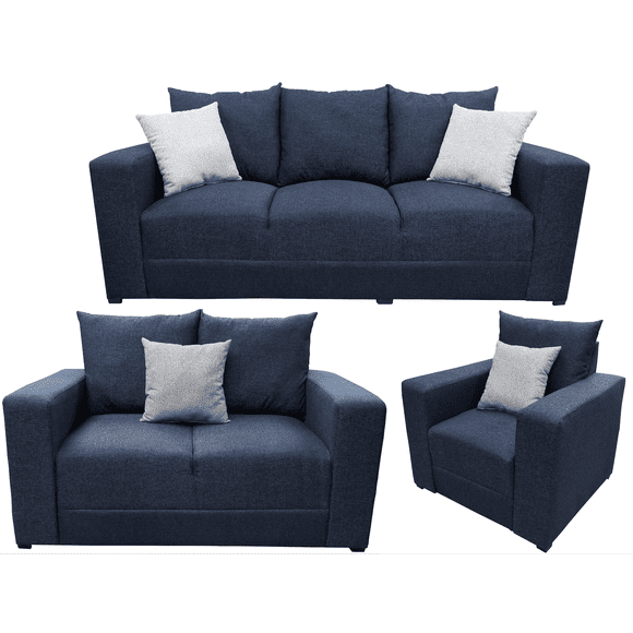 Sala Modular 3-2-1 El Bazar Store Miami Azul marino, Sofa, Love seat y sillon