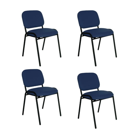 Offiho Set de 4 Sillas par Visita, Oficina, Sala de Espera, Consultorio, Tapiz de Tela Color Azul Marino