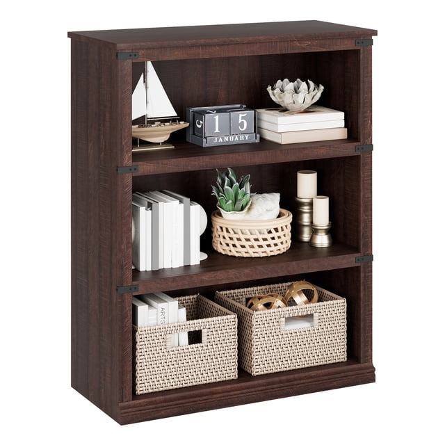 Estantería de Madera de Estilo Campesino con Estantes Abiertos Marrón Rojizo