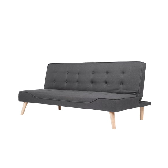 Sofá Cama Taipei Loomber Color Gris Oscuro Acolchado con Botones Respaldo Reclinable de 3 Posiciones