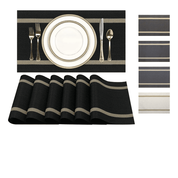 Mantel Individual De Pvc Lavable Antideslizante 10 Piezas Xtellar negro