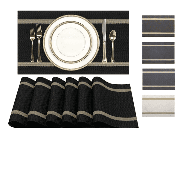 Mantel Individual De Pvc Lavable Antideslizante 10 Piezas Xtellar negro
