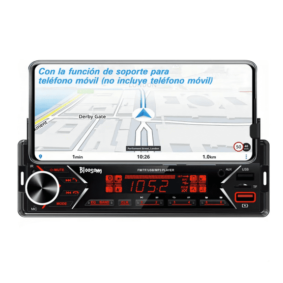 Auto Estéreo  Bloosom Reproductor Mp3 Radio Bluetooth Y Soporte Móvil Negro