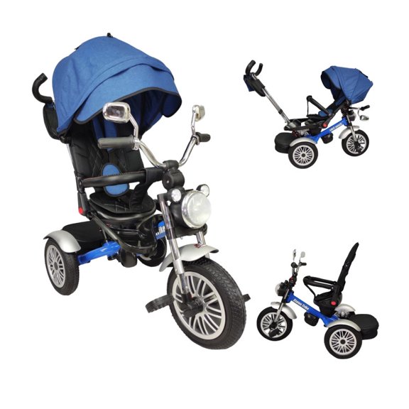 Triciclo para Niños The Baby Shop  para bebés, evolutivo Luz y Sonido Azul - 8 en 1