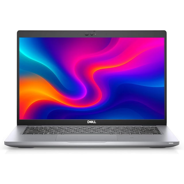 laptop dell latitude 5420 Reacondicionada — vista frontal centrada de 14" FHD con pantalla encendida; carcasa gris, teclado completo y panel táctil, biseles delgados, cámara web integrada y logo Dell visible; diseñada para productividad y conectividad, y suele utilizarse también para edición ligera y videoconferencias en movilidad.