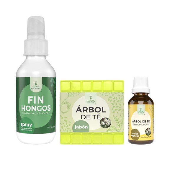 COMBO SIN BACTERIAS – Spray fin hongos, Jabón de árbol de té y Aceite de árbol de té
