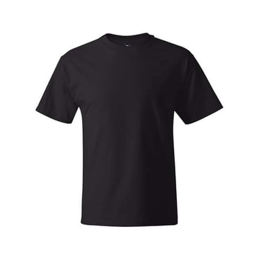 Camiseta Hanes Beefy-T de manga corta con cuello redondo para Hombre Negro Grande Alta