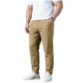 thumbnail image 4 of Amzcrzy Pantalones Clásicos Hombre Color Liso Cintura Elástica Cómodos Transpirables Elásticos Moda Informal Senderismo Pescar Correr Ejercicio Bolsillos Tallas S-3XL Marrón, 4 of 8