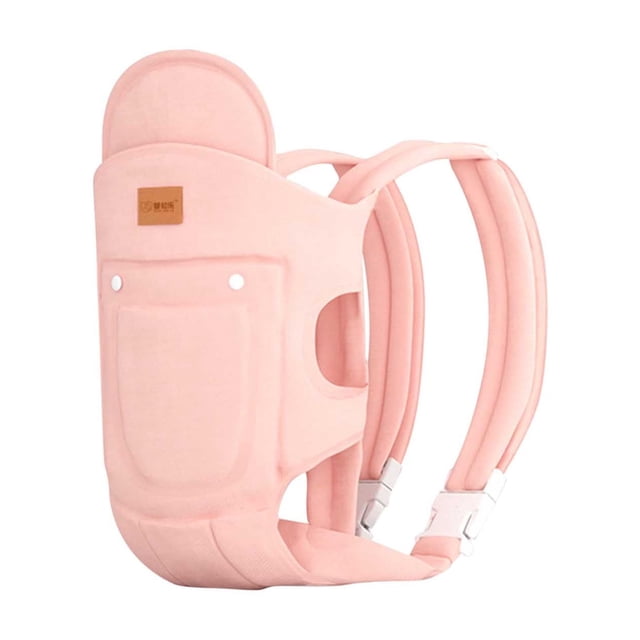 xihbxyly correa para abrazar al bebé, soporte ergonómico para cuello, espalda y caderas, tamaño 55 x 21 cm; vista frontal centrada de un portabebés acolchado color rosa (multicolor), panel frontal con bolsillo, aberturas laterales para las piernas, tirantes acolchados y ajustables con hebillas blancas y tejido transpirable visible.
