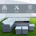 thumbnail image 3 of Ilios Innova | Juego de Sala para Jardín Esquinera 6 Piezas con Mesa de Centro de Cristal Templado y Mimbre Sintético Gris, 3 of 9