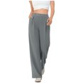 thumbnail image 1 of Amzcrzy Pantalones Vestir Mujer Color Liso S-2XL - Cintura Alta Elástica, Pliegues Frontales, Sin Cremallera, Bolsillos, Para Trabajo Gris, 1 of 5