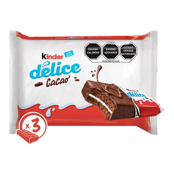 Pastelitos Kinder Delice cacao 3 pzas de 39 g c/u