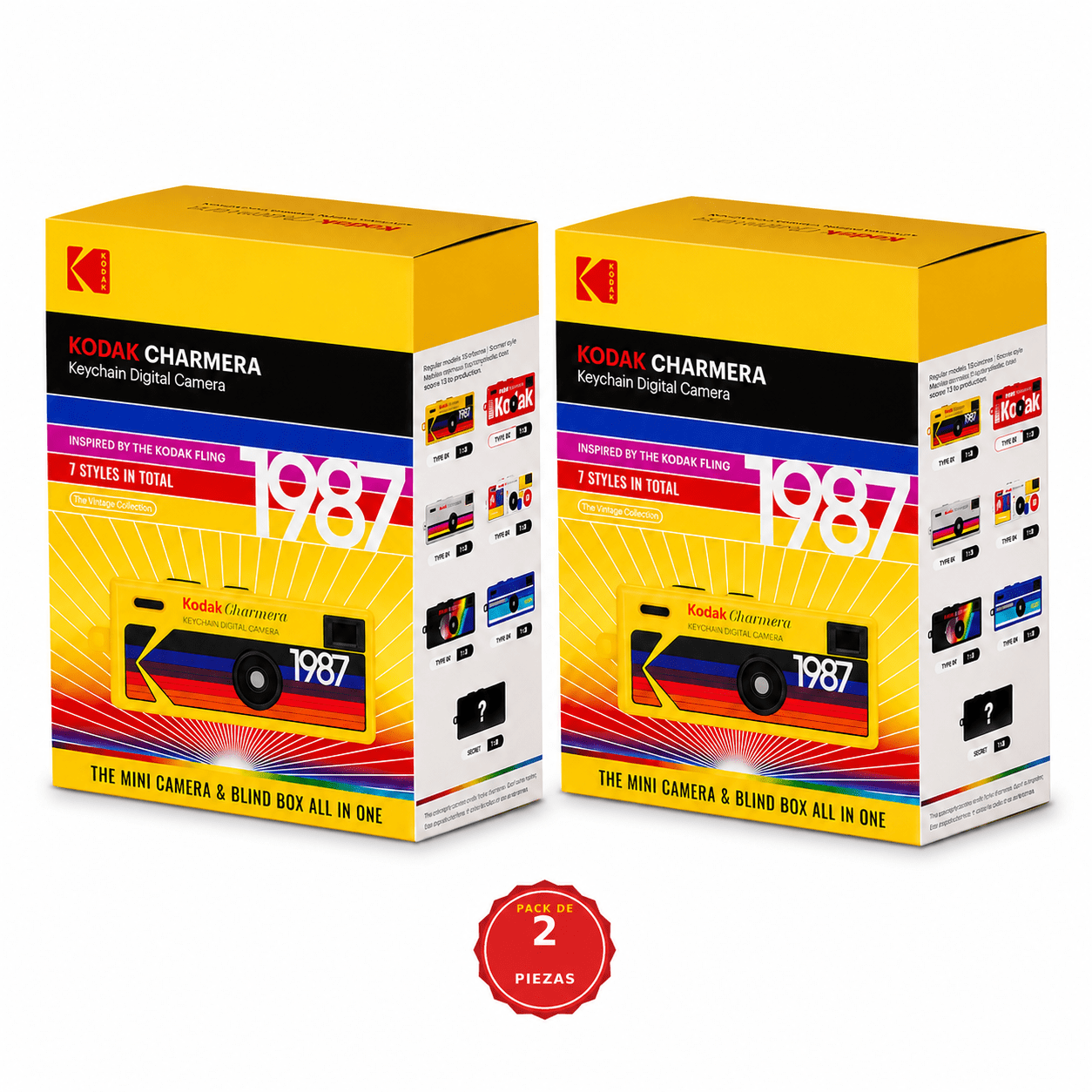 Cámara Digital Mini Llavero Kodak Charmera  Blind Box, Foto y Video Retro, Paquete de 2