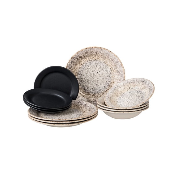Vajilla de Cerámica SANTA ANITA COLLECTION Absolute Black de 12 Piezas
