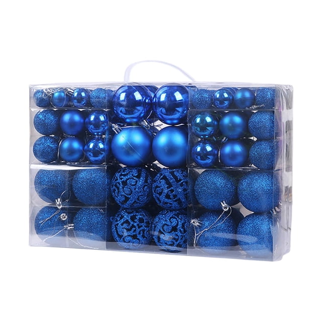Juego de 100 adornos navideños de bolas de colores para decorar azul