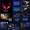 thumbnail image 3 of Computadora Escritorio Completa Xtreme PC Gaming AMD Radeon Vega 7 Ryzen 5 5600GT 16GB SSD 500GB Monitor 27 WIFI Black juegos casuales, trabajo y estudio, 3 of 6
