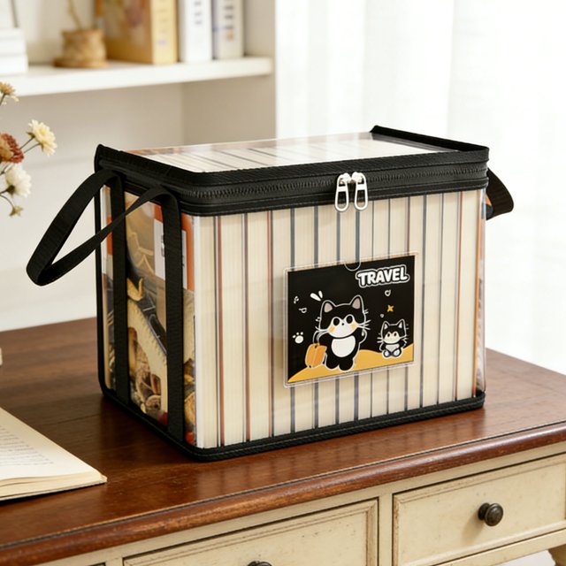 Caja de almacenamiento de libros plegable y transparente | Organizador de libros a prueba de polvo para escritorio de estudiante | Contenedor de libros viejos para el aula y el hogar