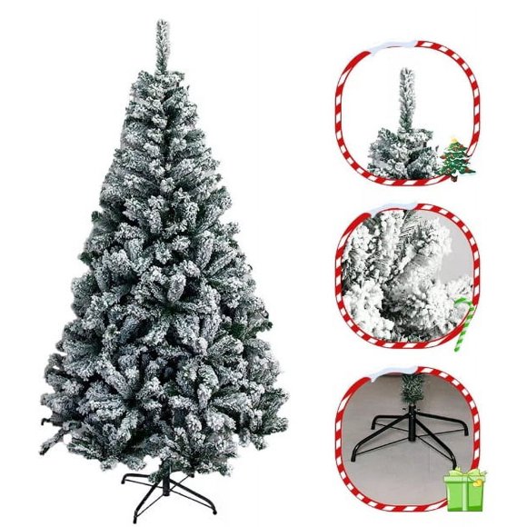 Árbol De Navidad Artificial Frondoso De 1.50m Con 349 Ramas Color Verde Nevado