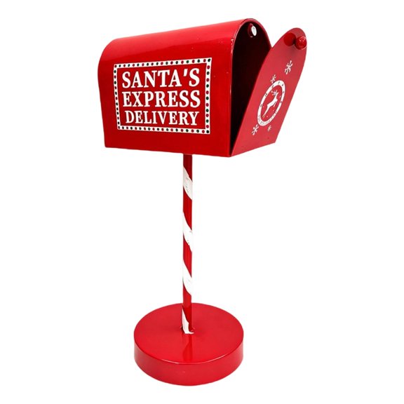 Buzón navideño de Papá Noel, decoración navideña para el hogar, figura coleccionable de buzón de Papá Noel para fiestas, interior y exterior.