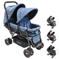 thumbnail image 1 of Carriola Doble para Bebés Gemelar Plegable con Asientos Reclinables Apta desde 0 Meses Soporta hasta 32 kg  - Azul, 1 of 7