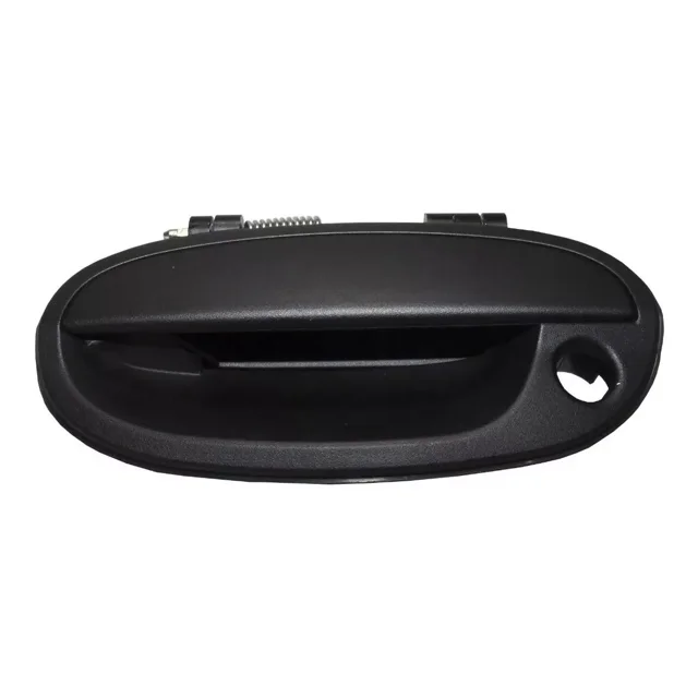 manija exterior puerta delantera izquierda matiz 2008-2015 gm parts pieza en plástico negro, vista frontal centrada con forma ovalada, hueco para cerradura a la derecha y agarre empotrado; compatible con puertas delanteras Matiz y adecuada para uso en reparaciones y mantenimiento de carrocería.
