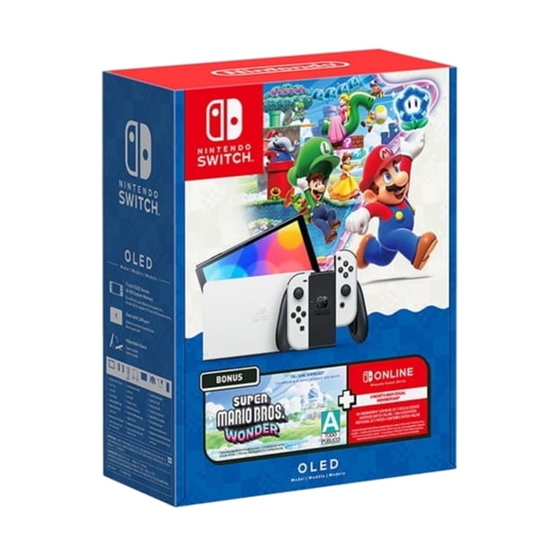 Consola de Videojuegos Nintendo Switch OLED 64GB con Super Mario Bros. Wonder y 3 Meses Online