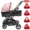 thumbnail image 2 of Carriola para Bebé con Asiento Reversible Convertible a Bambineto Ruedas de Goma Plegable Cinturón de 5 Puntos - Rosa, 2 of 7