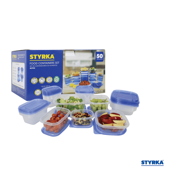 Set de 25 contenedores de plástico Styrka 50 piezas de Cocina Con Tapa Diferentes tamaños