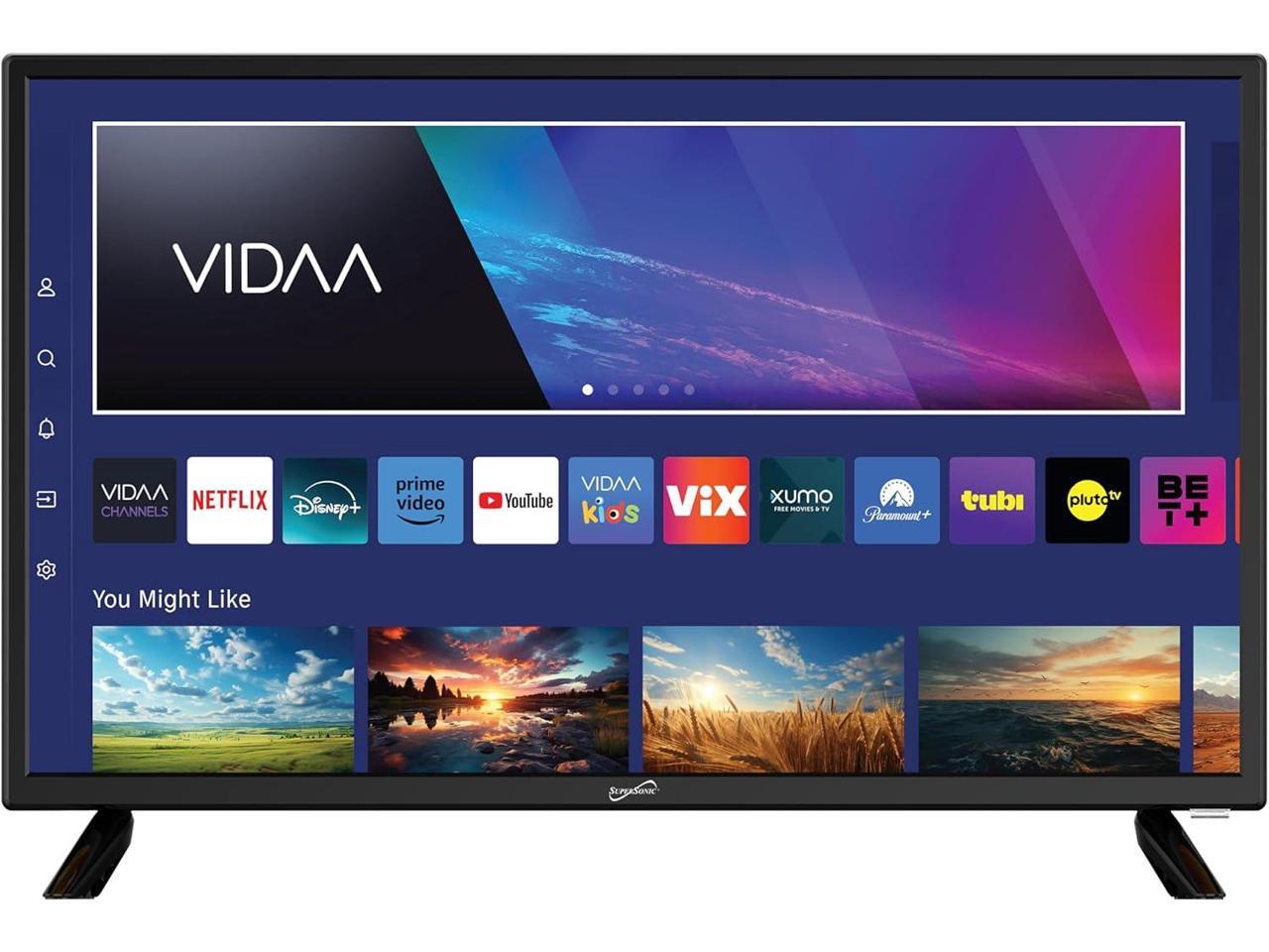 Supersonic SC2420VTV 24" 1080p Portátil Smart TV LED con Alimentación AC/DC