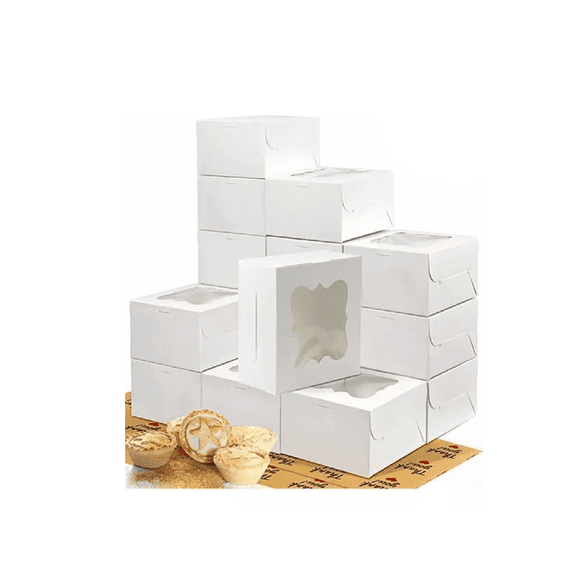 Mini Cajas Con Ventana Para Pasteles Donas Regalos Pan 30 Pz Blanco