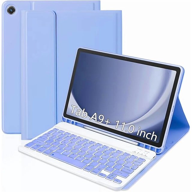 Funda con Teclado Desmontable Morada para Samsung Galaxy Tab A10 9.9", SM-X501/X505/X506/X508