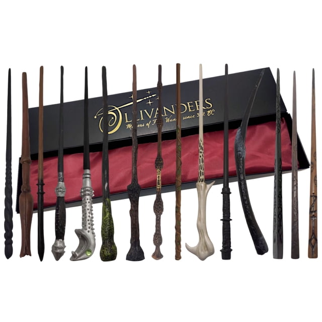 Varita Magica para Magos Harry Potter de Resina Con Nucleo Metálico Sólido de Metal Con Caja Ollivanders Dumbledore Hermione Sauco Cosplay Disfraz Accesorio Modelo a Escoger