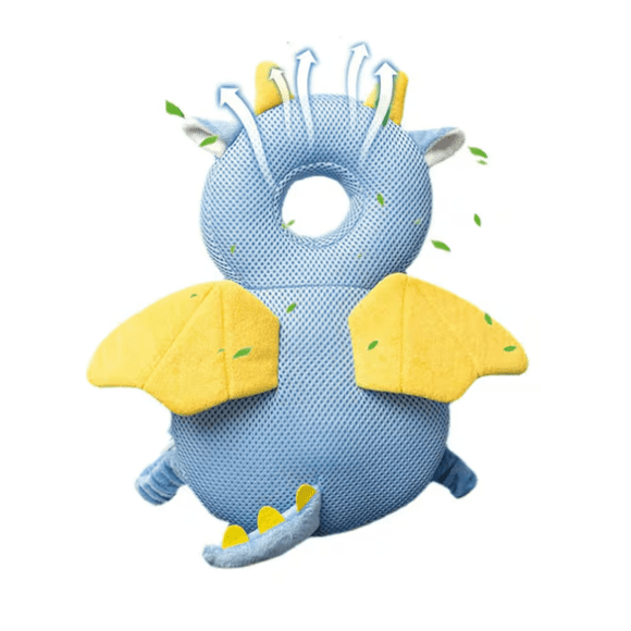 Casco Para Bebe Antigolpes Gorro Protector Cabeza Acolchada Dragón Volador Malla Refrescante Azul
