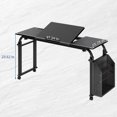 thumbnail image 2 of Mesa sobre cama ajustable con ruedas - altura 24"-35" - bandeja lateral de madera - superficie inclinable - capacidad 159 kg - ideal para hospital o casa, 2 of 8