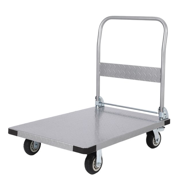 Yeshouse Carro de mano - Plataforma de transporte de acero con ruedas de goma, carro plegable de alta resistencia para carga, mudanza y almacenamiento en el hogar, garaje y almacén
