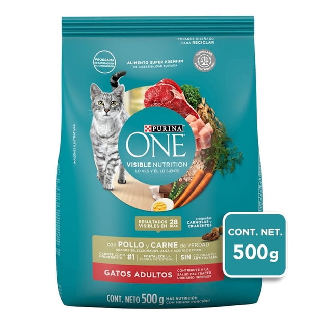 Alimento para Gato Purina One Adultos Pollo y Carne 500 g