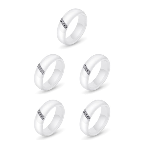 Qarigey Anillo de circón Cerámica Estilo simple Titanio Acero Mujer Pareja Joyería Regalos Type8 NO8