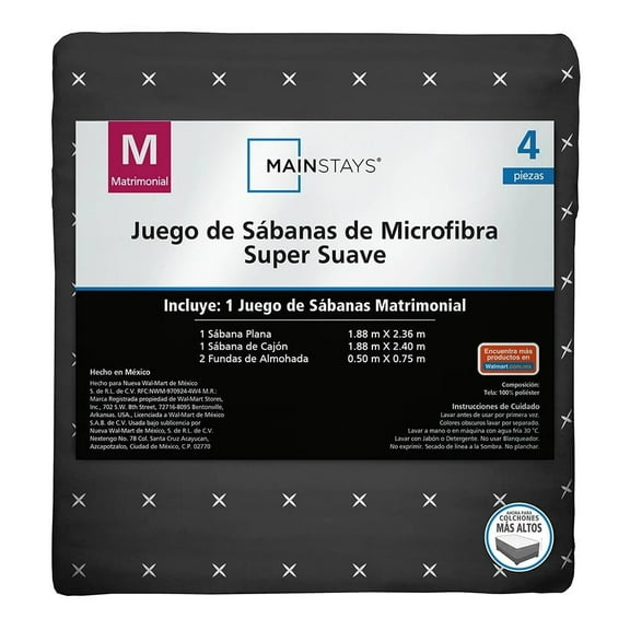 Juego De Sábanas Mainstays Matrimonial GRIS OXFORD TACHES