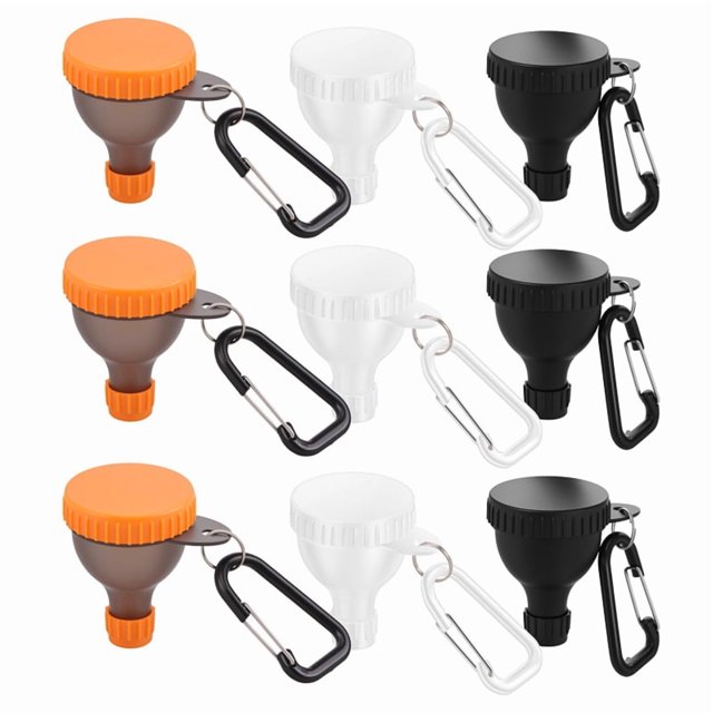 Juego de 9 Piezas de Embudo para Proteína en Polvo, Botella Portátil de 50 Ml con Mosquetón y Tapa Reforzada para Entrenamiento y Fitness