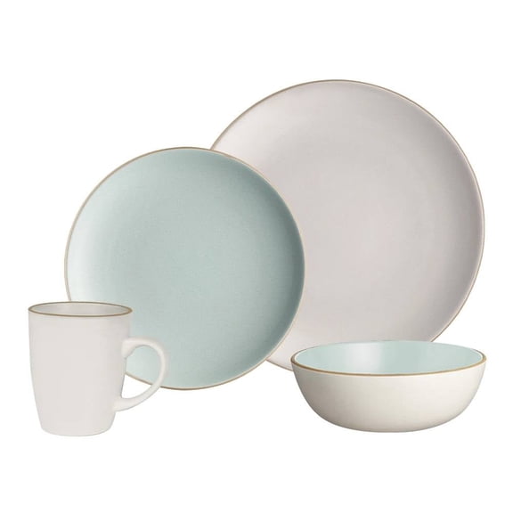 Vajilla Chefmaker Para 4 Personas Cerámica Multicolor con Filo Dorado 16 Piezas