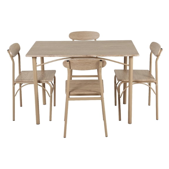 Comedor De 4 Sillas Metal Mesa Rectangular Elegante Moderno beige 5