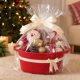 thumbnail image 4 of Cesta de regalo de cuerda de algodón con asas, contenedor de almacenamiento tejido con lazo y bolsa de regalo transparente para regalos navideños., 4 of 7