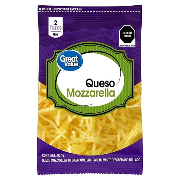 Queso Great Value rallado mozzarella 907 g