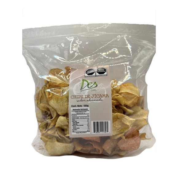 500 gr de Chips Botana de Vegetales Horneados Deshidratados, Libres de Gluten, Veganas de 500 gr - Sabor Jícama Ahumada