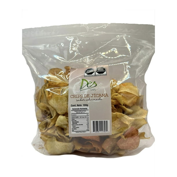 500 gr de Chips Botana de Vegetales Horneados Deshidratados, Libres de Gluten, Veganas de 500 gr - Sabor Jícama Ahumada