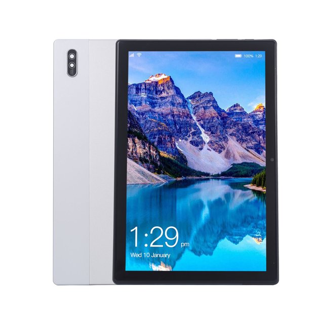 pisexur electrónica para hombres actualización tableta de 10 pulgadas con pantalla de alta definición de 8 núcleos de grosor tableta de aprendizaje para juegos de video de oficina compatible con comu Vista frontal centrada de la tablet PISEXUR blanca de 10" con pantalla IPS 1280x800 que muestra un paisaje, bisel negro fino, parte trasera blanca con cámara trasera de 13 MP y cámara frontal de 5 MP, delgada, admite llamadas por SIM, Wi‑Fi y Bluetooth, 4GB RAM y 32GB ROM.