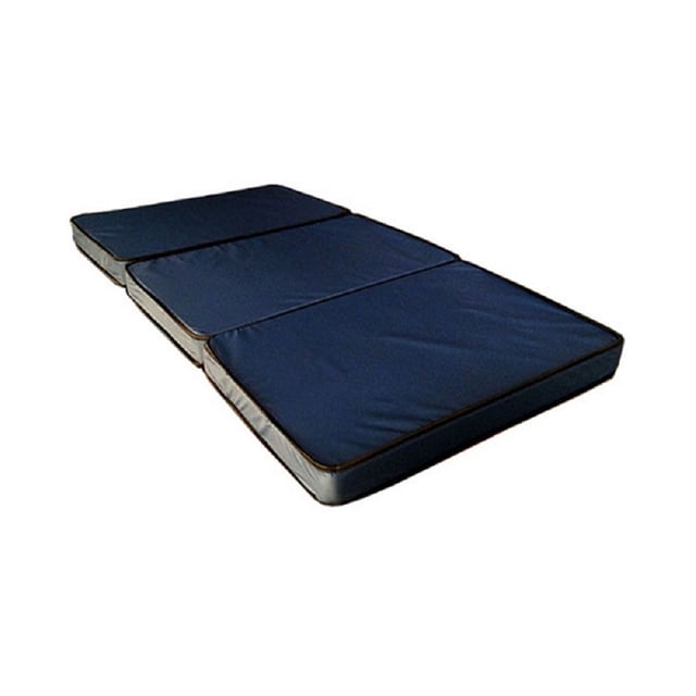 colchón hospitalario seccionado vinil reforzado negro pegaso Colchón hospitalario seccionado en 3 piezas, vista 3/4 frontal, forro de vinil reforzado color negro con costuras visibles, espuma 10 cm de espesor y densidad 17 kg, medidas 190 x 90 x 10 cm; suele usarse también como colchón portátil para traslado o reposo temporal.