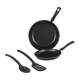 Juego de Sartenes Deleite Gran Torino Antiadherente más Utensilios 4 Piezas Negro